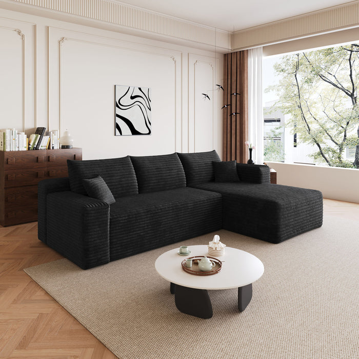 Cloud Sectional Sofa, Comfort U-Shaped Sofa For Living Room - Black