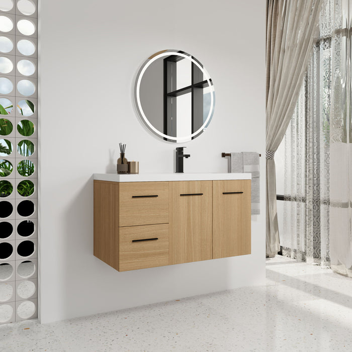 Wall Mounted Floating Bathroom Vanity With Sink, Door & Drawers Modular Cabinet