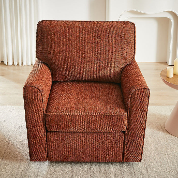 360° Swivel Accent Barrel Armchair With Side Pockets, Compact Design