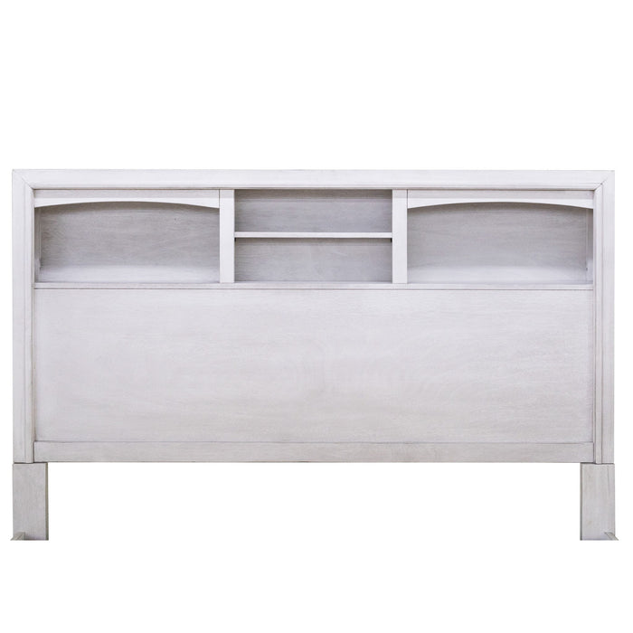 Bed Set With Storage Drawers, Open Shelves, And Built In LED Lighting