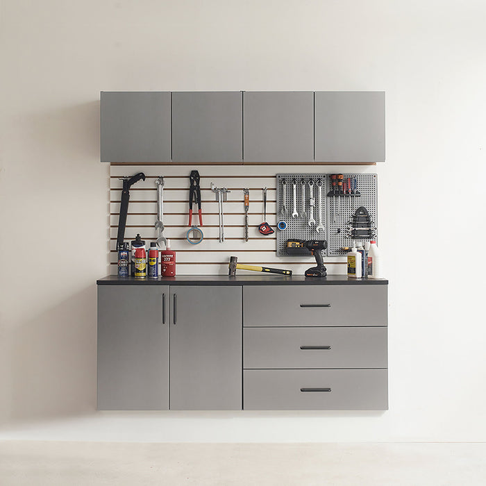 Astro Series - Garage Cabinet Set C With Soft Closing Drawers - Metallic Gray