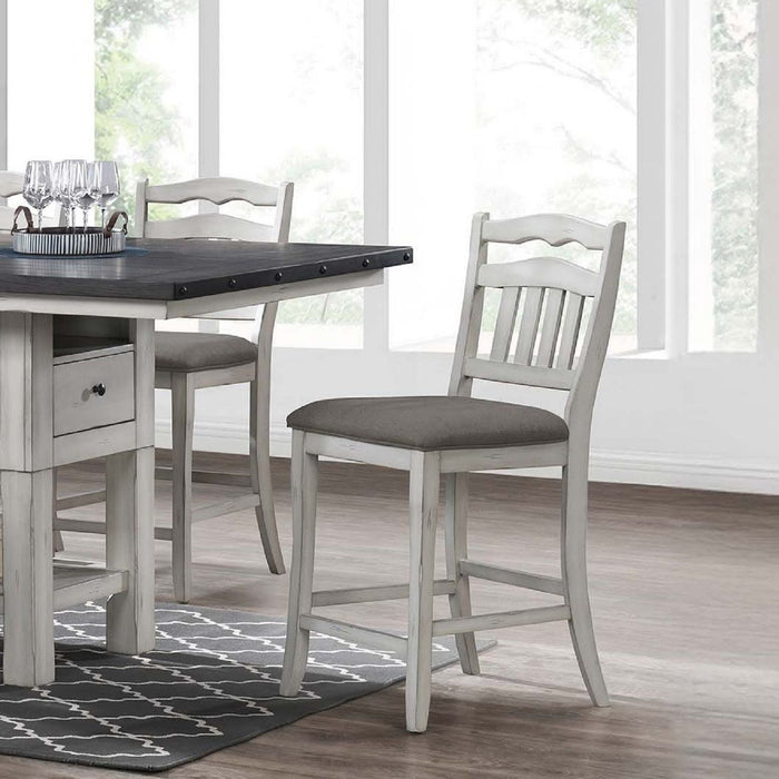 Counter Height Dining Chairs With Upholstered Cushion And Ladder Back Design (Set of 2) - Antique White