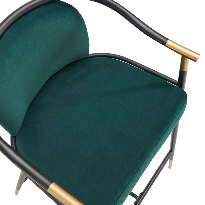 Contemporary Upholstered Counter Stool Set With Metal Frame