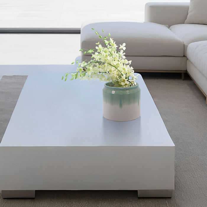 Gradient Flowerpot (Set of 2), Planter For Patio, Garden, Windowsill - White / Green