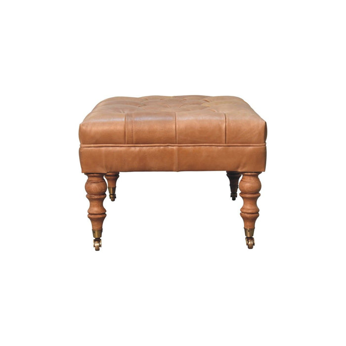 Buffalo - Leather Ottoman With Castor Legs