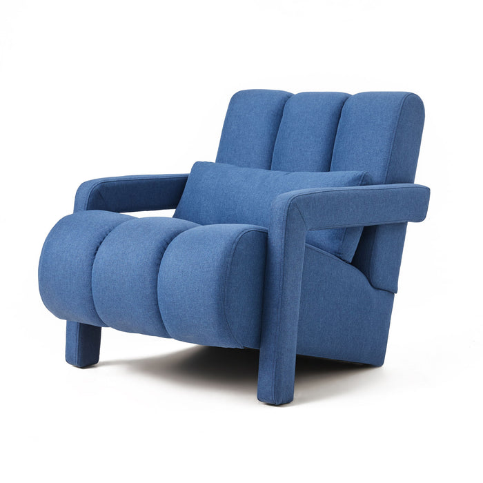 Upholstered Accent Chair With Pillow, Designed For Living Room - Navy Blue
