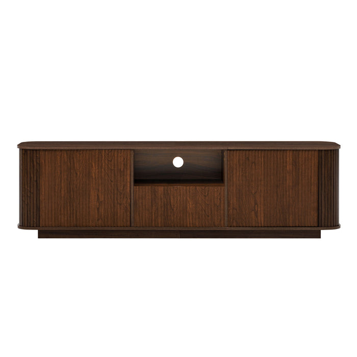 70" TV Stand With Ample Storage, Curved Corners - Dark Brown