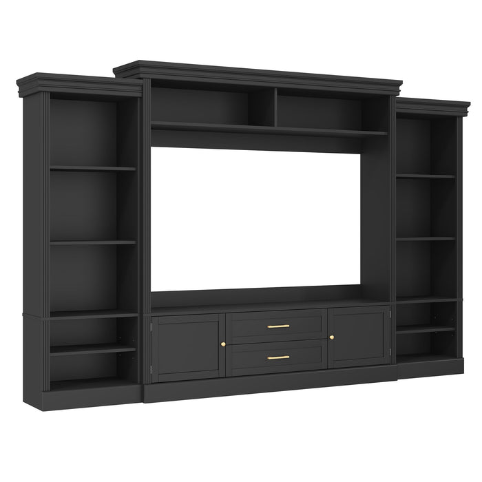 Elegant Entertainment Center Wall Unit With Bookshelves