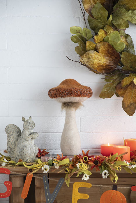 Mushroom Holiday Ornament, For Harvest Festival Fall Festival & Thanksgiving Table Decorations (Set of 2) - Beige / Orange