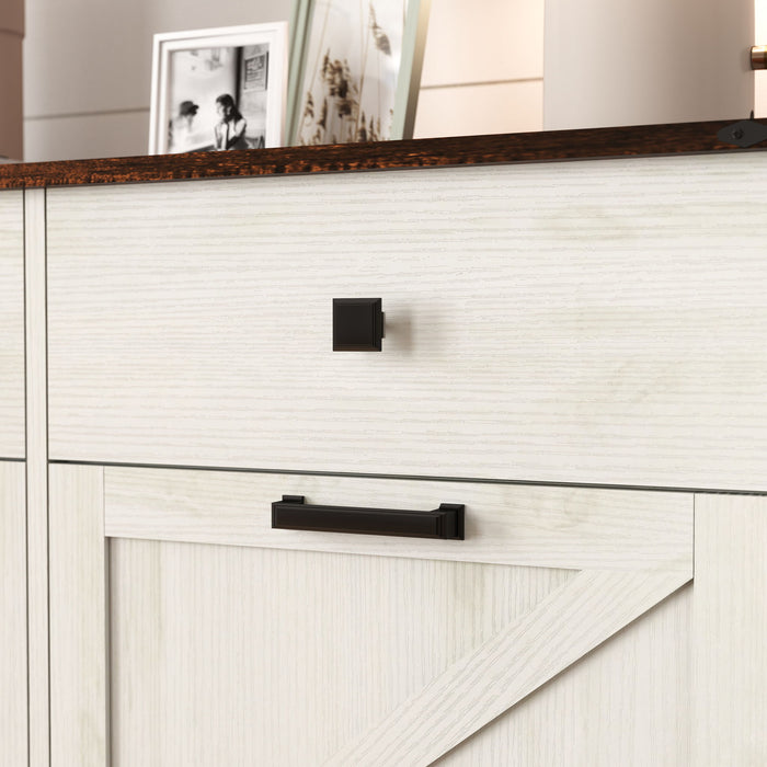 Double Tilt Out Trash Cabinet With Hideaway Drawer And Barn Door Style