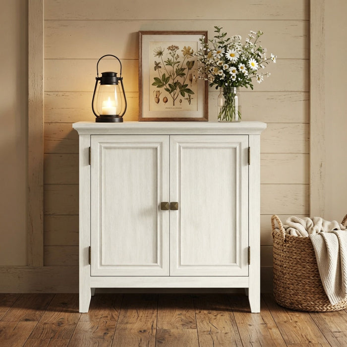 2 Door Buffet Cabinet With Adjustable Shelves - Matte White / Grayish