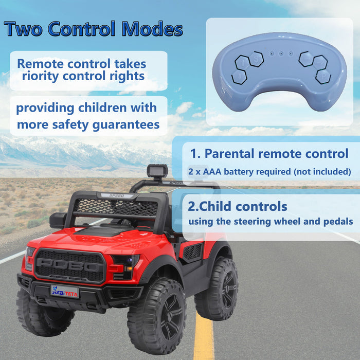 Kids Electric Ride On Car With Remote Control, LEd Lights, Music Player, Swing Function, 4 Wheel Shock Absorption - Red