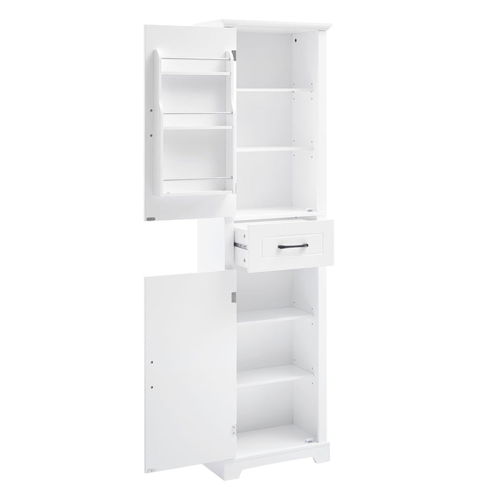 Tall Freestanding Bathroom Storage Cabinet With 2 Doors And Adjustable Shelves