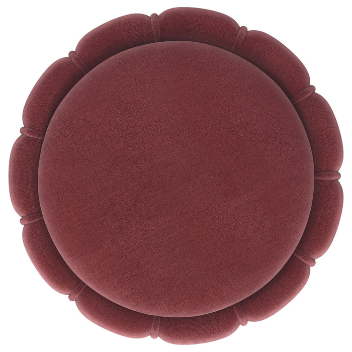 Round Upholstered Ottoman Pouf With Velvety Soft Upholstery