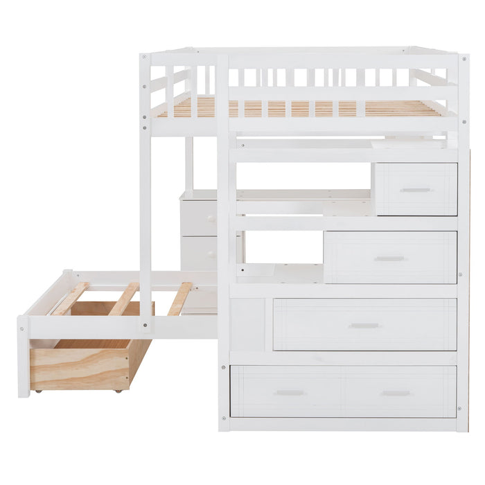 Bunk Bed With Desk, Drawers And Shelves