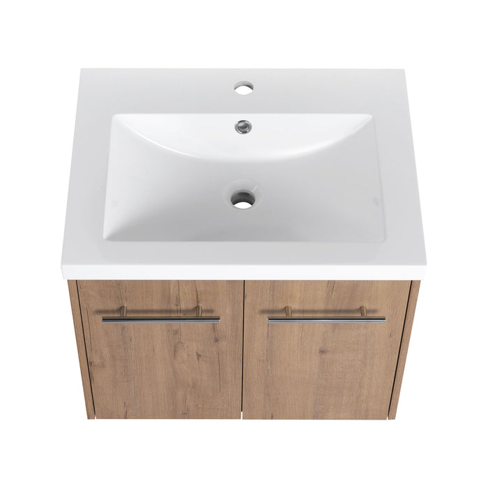 Modern Floating Bathroom Vanity With Resin Sink, Soft Close Doors
