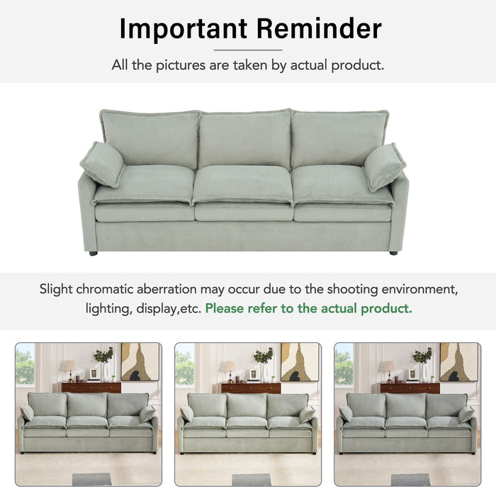 Modern Sofa Set With Double Layer Cushion And Side Storage Pockets
