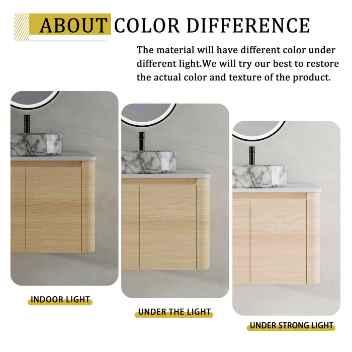 Mounted Bathroom Vanity & Art Sink & 2 Soft Close Doors