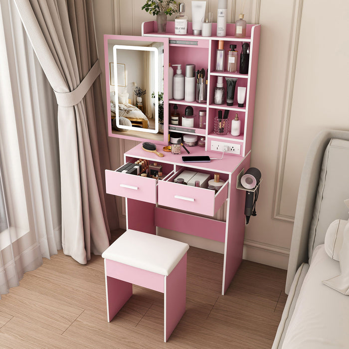 Small Makeup Vanity Desk With Adjustable LED Lights
