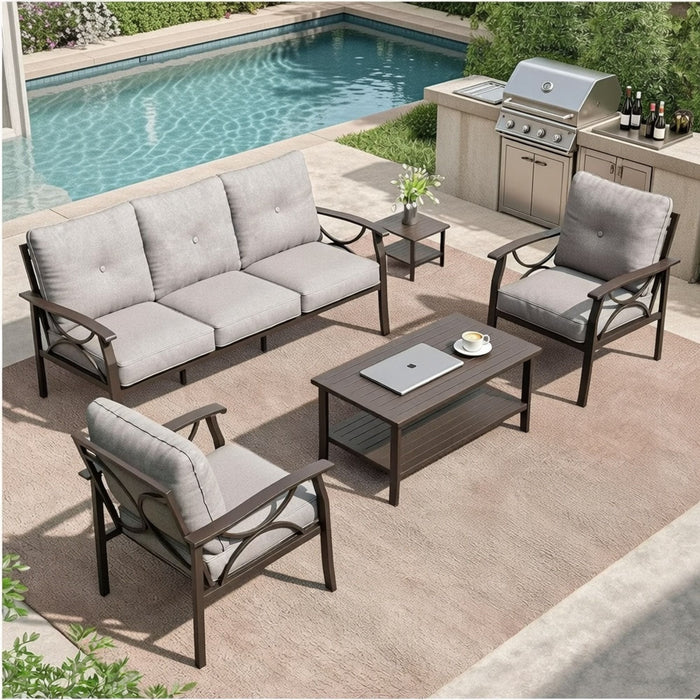 Patio Furniture Set With Coffee Table And Cushions For Backyard