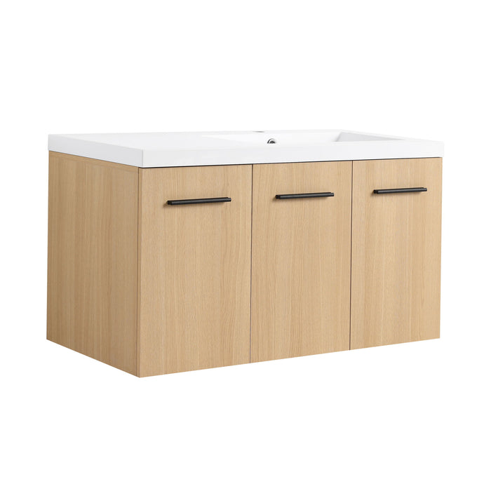 Wall Mounted Floating Bathroom Vanity With Sink, 3 Door Modular Cabinet
