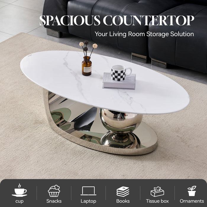 Oval Coffee Table With Geometric Precision