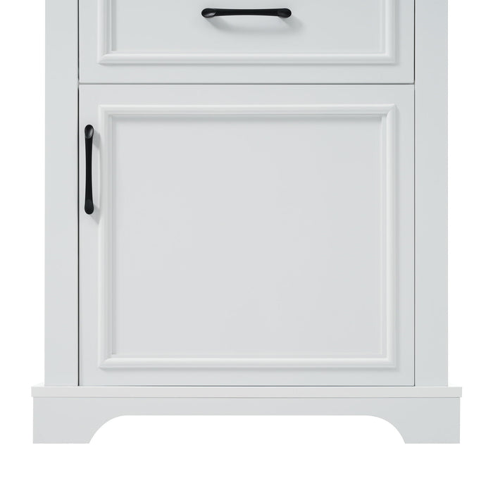 Freestanding Bathroom Vanity Tall With Damping Hinge Doors, Adjustable Shelves - White