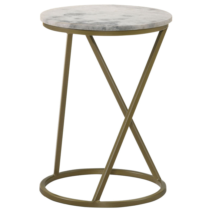 Balboa - Round Accent Side Table With Sculptural Base - White