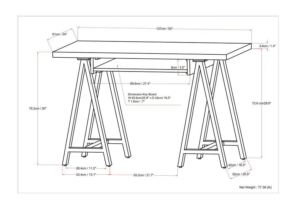 Sawhorse - Handcrafted Solid Desk