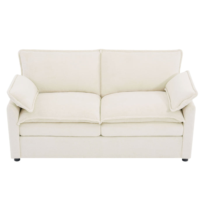 Modern Loveseat Sofa, Upholstered Couch With Side Storage Pockets