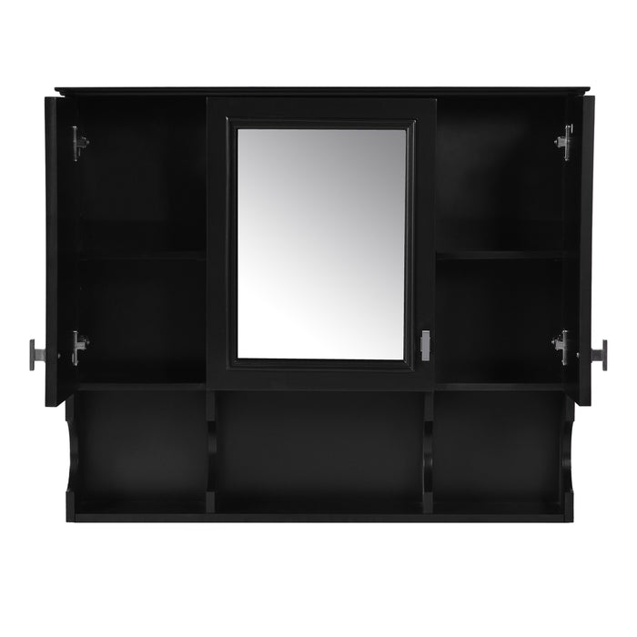 Wall Mounted Bathroom Medicine Wall Cabinet With Mirror & Open Shelves