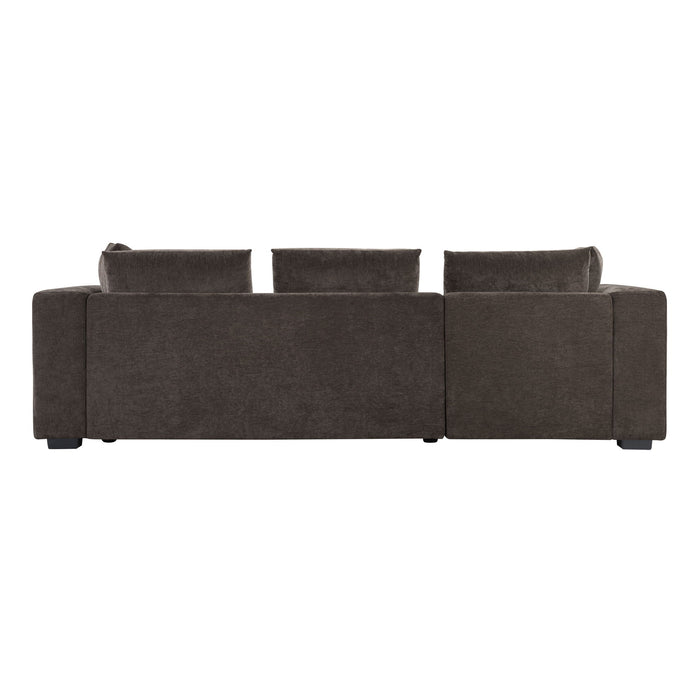 Modern L Shaped Sectional Sofa With Chenille Upholstery And Wooden Storage