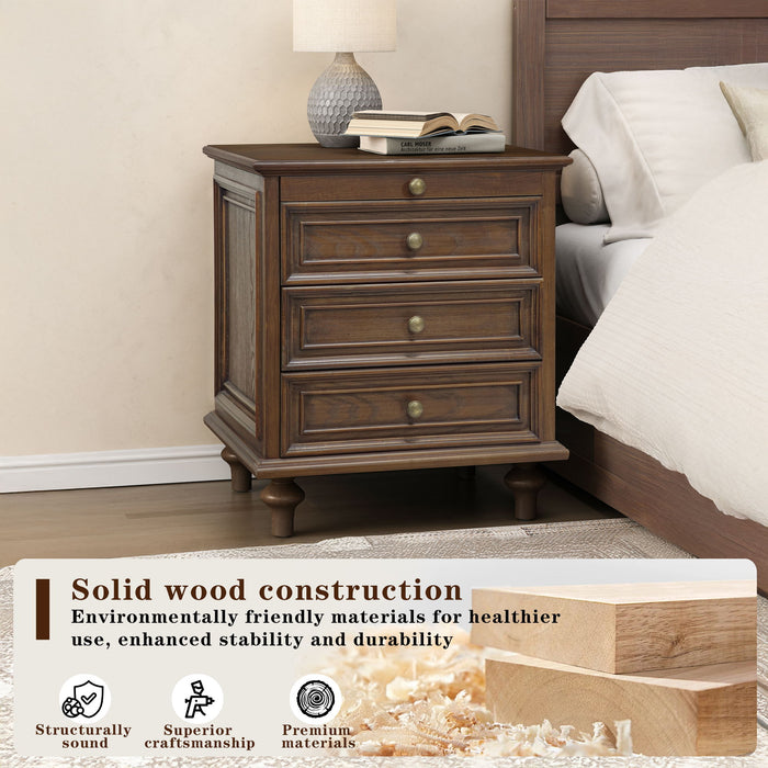Farmhouse Nightstand With 4 Drawers