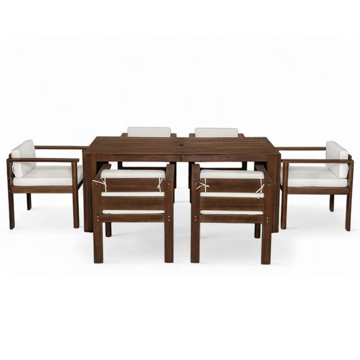 Rustic Patio Dining Set For 6 With Removable Cushions