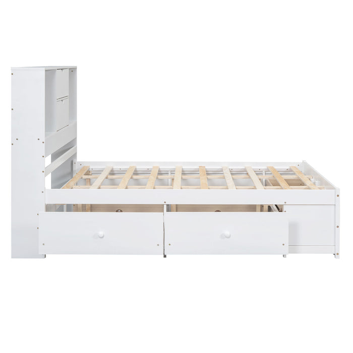 Platform Bed With Storage Headboard And 8 Drawers