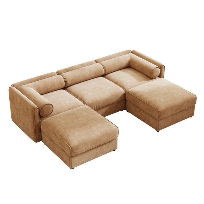 Contemporary Elegant White Chenille Sofa With Storage And Ottoman