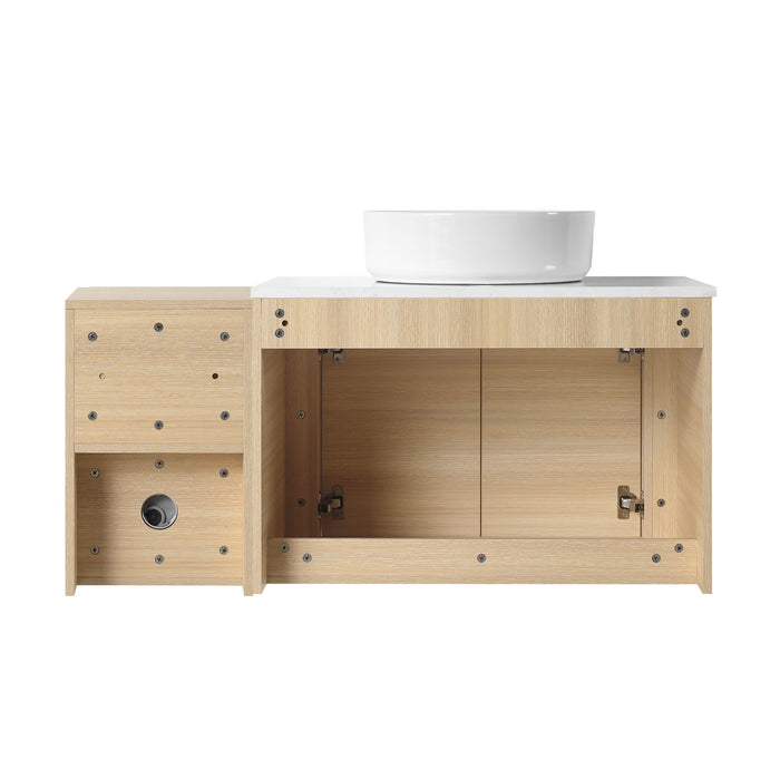 Mounted Bathroom Vanity With Art Sink, Storage Shelves, Soft Close Door