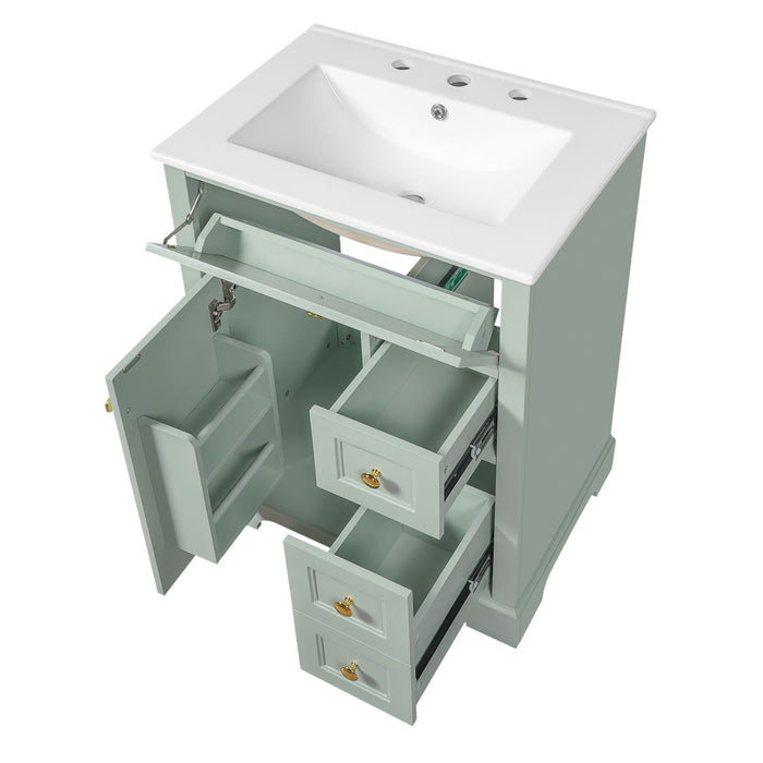 Modern Bathroom Vanity With Sink, 3 Drawers & Cabinet With 2 Tier Door Storage