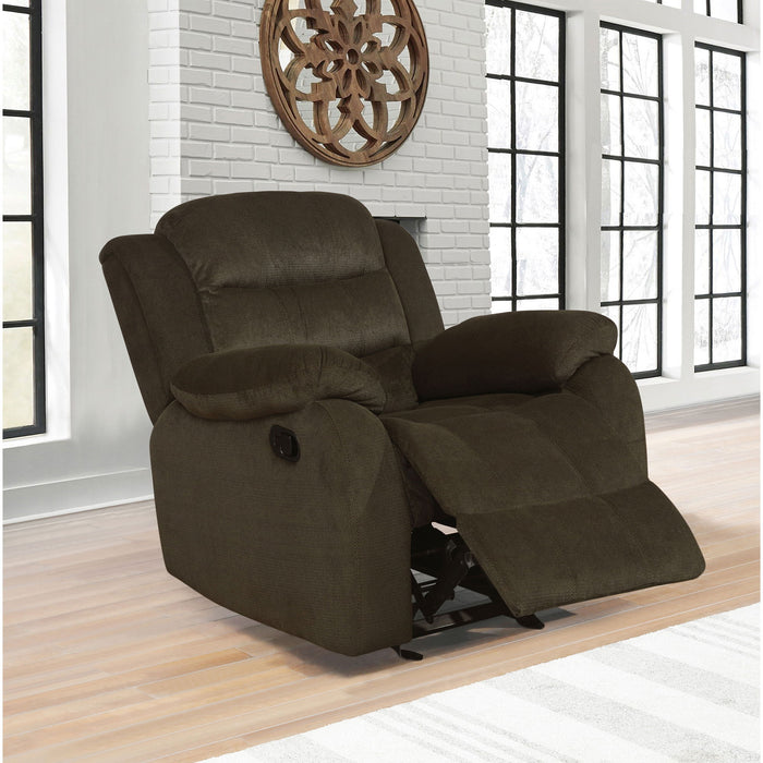 Cadenza - Upholstered Padded Arm Glider Recliner - Brown