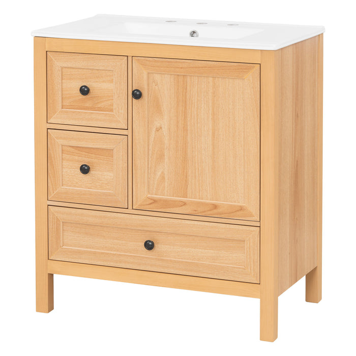 Modern Bathroom Vanity With Sink, Soft Close Drawers & Door, Storage Rack