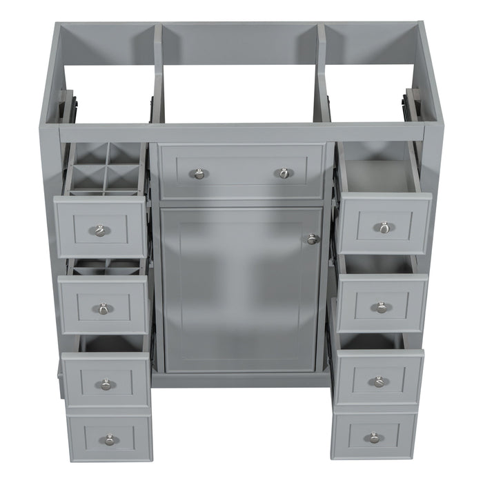 Modern Bathroom Vanity Base Only With 1 Cabinet And 6 Drawers