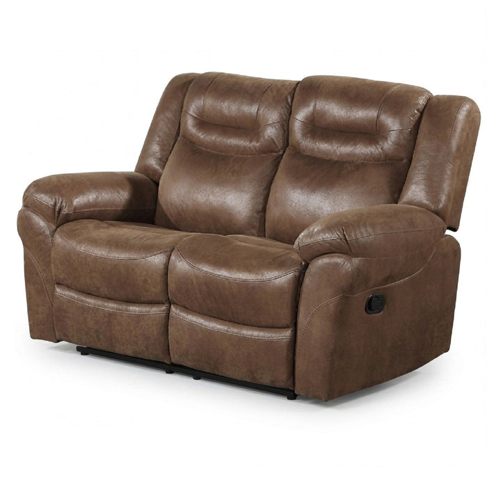 1 Piece Power Reclining Loveseat With USB Port, Fully Upholstered Pillow Arms And Headrest - Brown