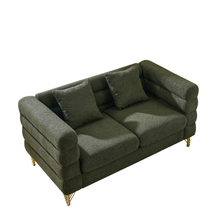 Oversized 2 Seater Sectional Sofa With Deep Seating And 2 Pillows