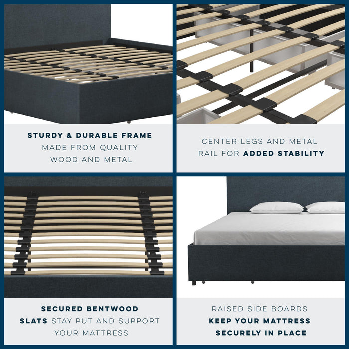 Kelly - King Upholstered Bed With Storage - Navy