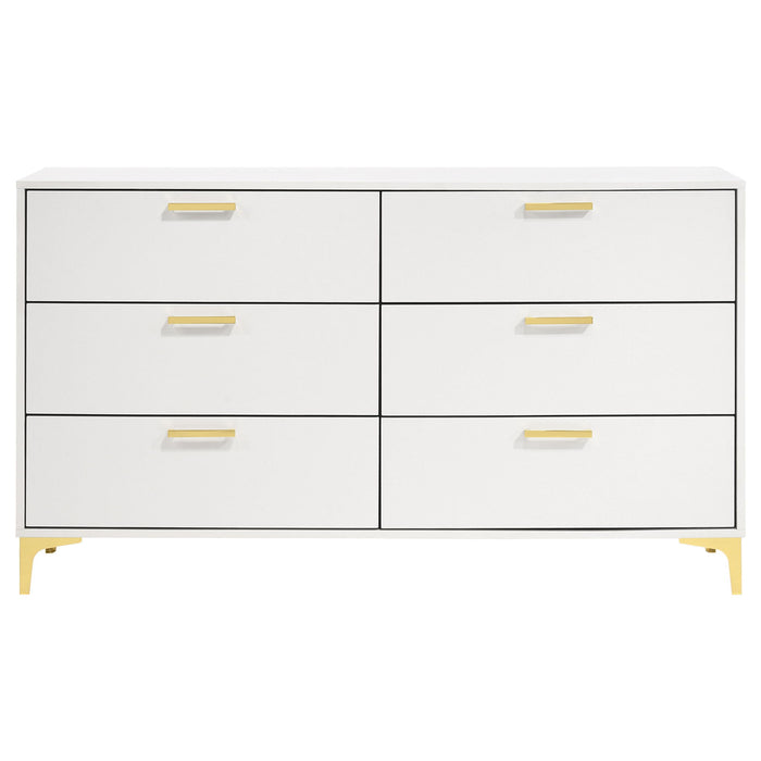 Karena - Rectangular 6 Drawer Dresser - White