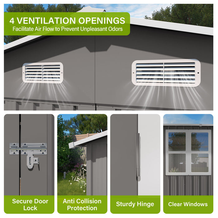 Outdoor Storage Shed With Lockable Doors
