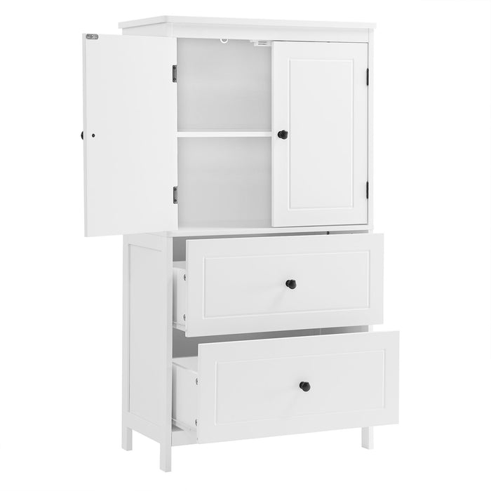 Bathroom Storage Cabinet With 2 Doors And Drawers, Adjustable Shelf