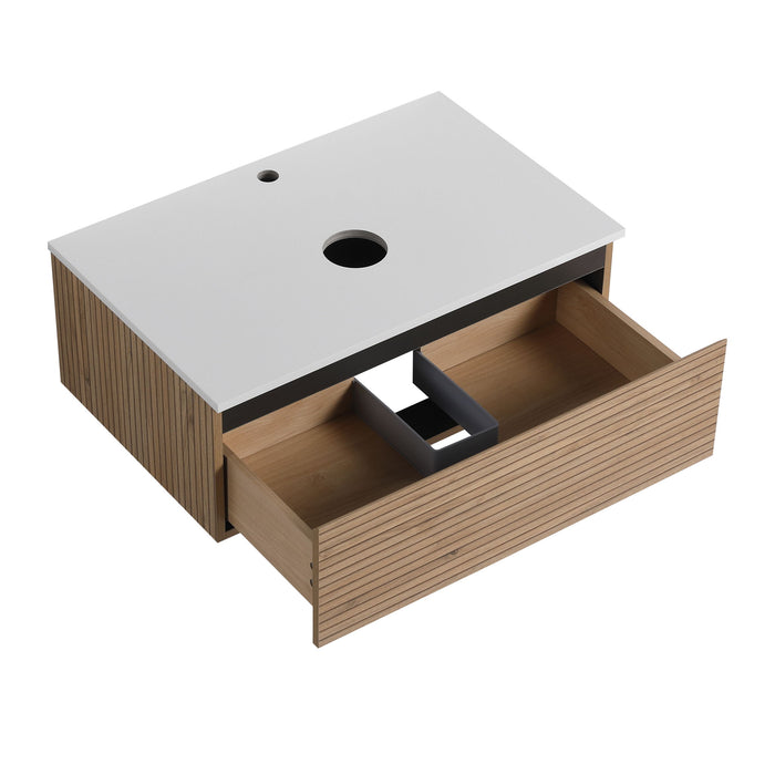 Wall Mounted Bathroom Vanity With Art Sink & 1 Soft Close Drawer