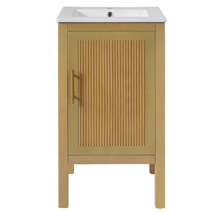 Bathroom Cabinet With Sink, Adjustable Shelf, Soft Closing Hinges - Natural Wood