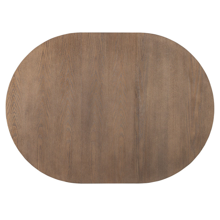 Extendable Round Dining Table Set For 4 With 4 Upholstered Chairs - Beige / Walnut